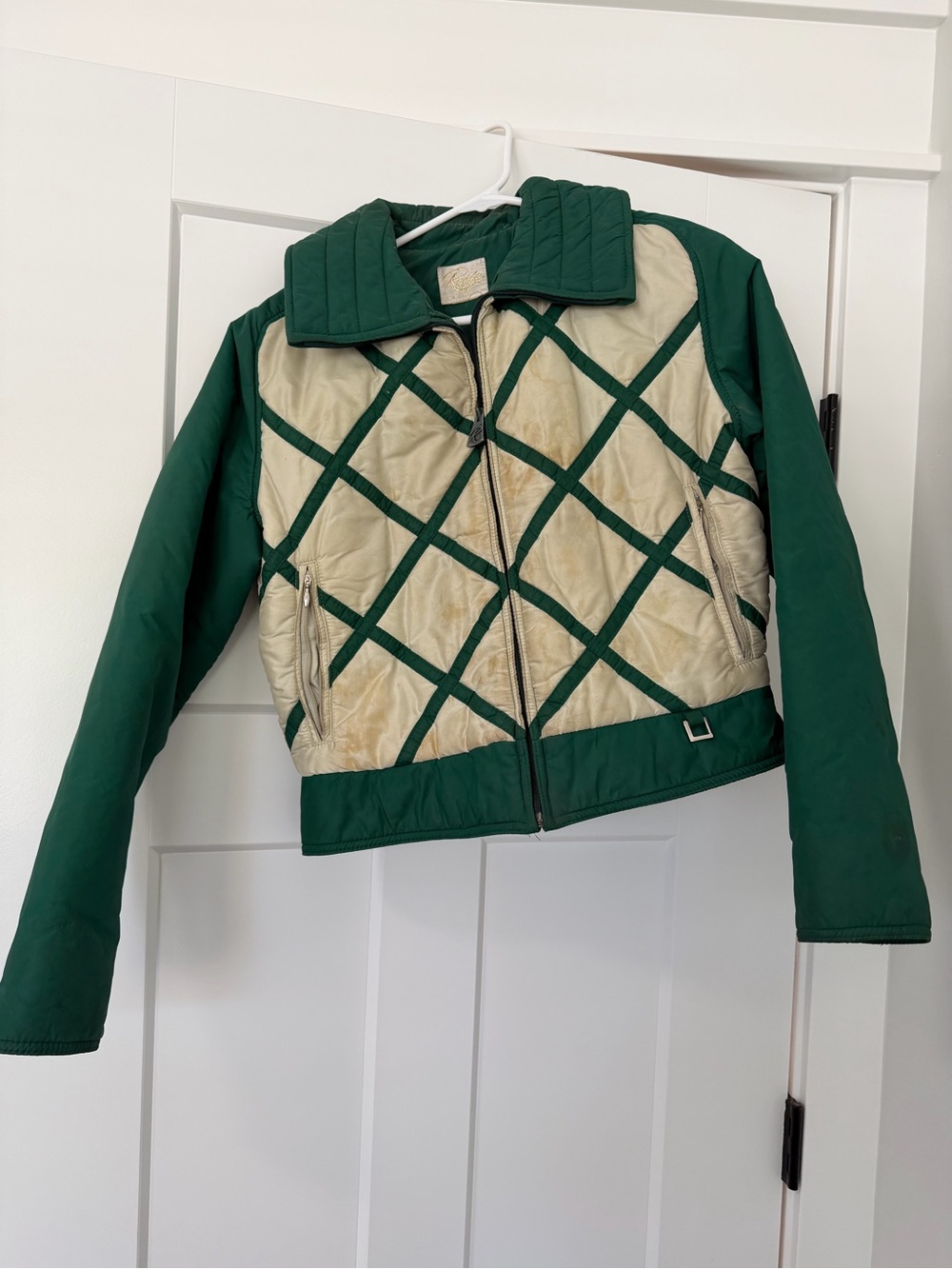 Vintage Roffe Seattle Ski Jacket Green Cream Made USA